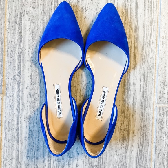 Manolo Blahnik Shoes - Manolo Blahnik Royal Blue Suede D’Orsay Flats 39